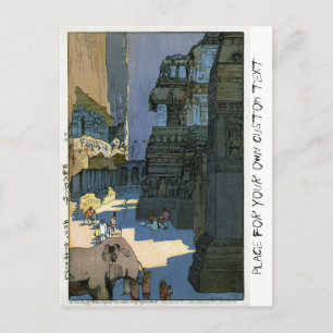 Cool oriental Yoshida scenery watercolour art Postcard