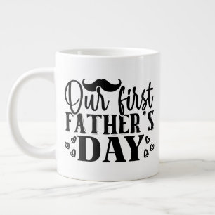 Cool our first Father's Day word art Large Coffee Mug