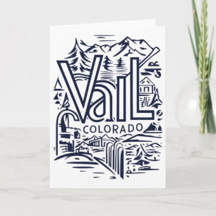 Cool Outdoor Skiing Vintage Souvenir Visit Vail Co Card