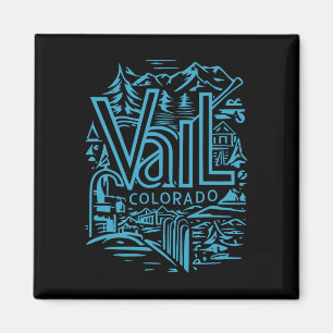 Cool Outdoor Skiing Vintage Souvenir Visit Vail Co Magnet