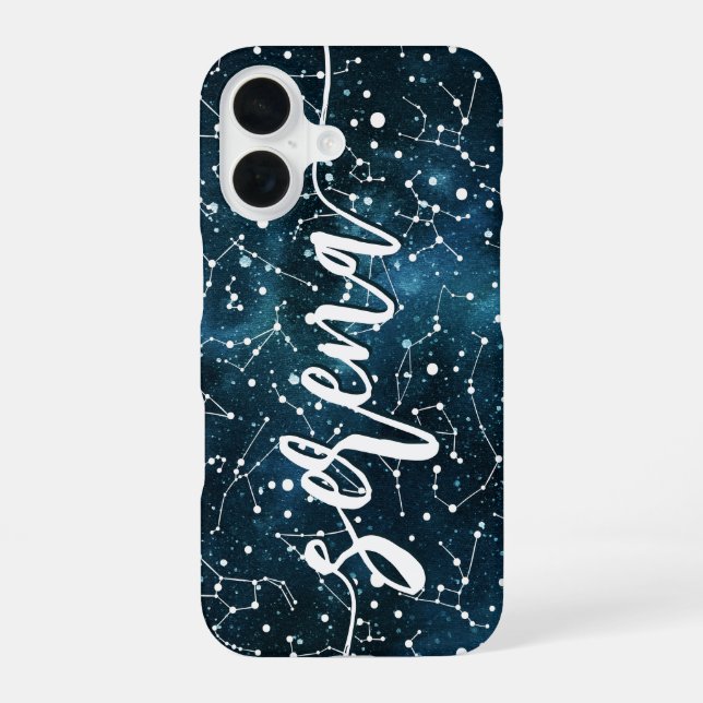 Cool Outer Space Constellations Personalised iPhone 16 Case (Back)