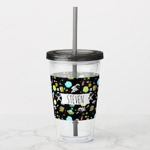 Cool Outer Space Theme - Astronauts & Rocket Ships Acrylic Tumbler