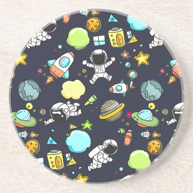 Cool Outer Space Theme - Astronauts & Rocket Ships Coaster (Front)