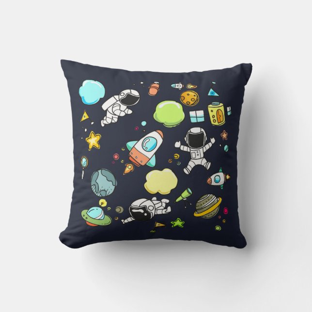Cool Outer Space Theme - Astronauts & Rocket Ships Cushion (Front)