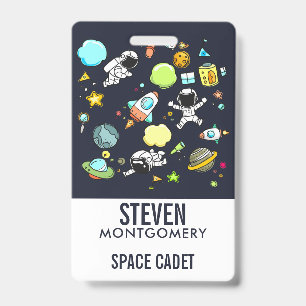Cool Outer Space Theme - Astronauts & Rocket Ships ID Badge