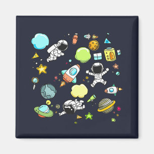 Cool Outer Space Theme - Astronauts & Rocket Ships Magnet