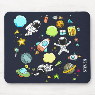 Cool Outer Space Theme - Astronauts & Rocket Ships Mouse Pad