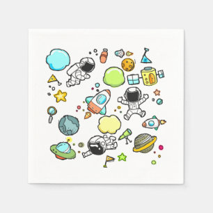 Cool Outer Space Theme - Astronauts & Rocket Ships Napkin