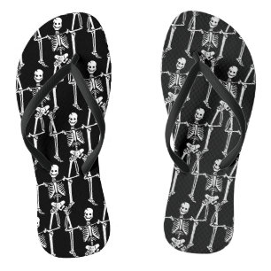 Cool Overlapping Skeletons Pattern on Black Thongs