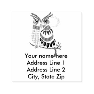 Cool Owl Abstract Self Inking Address Stamp