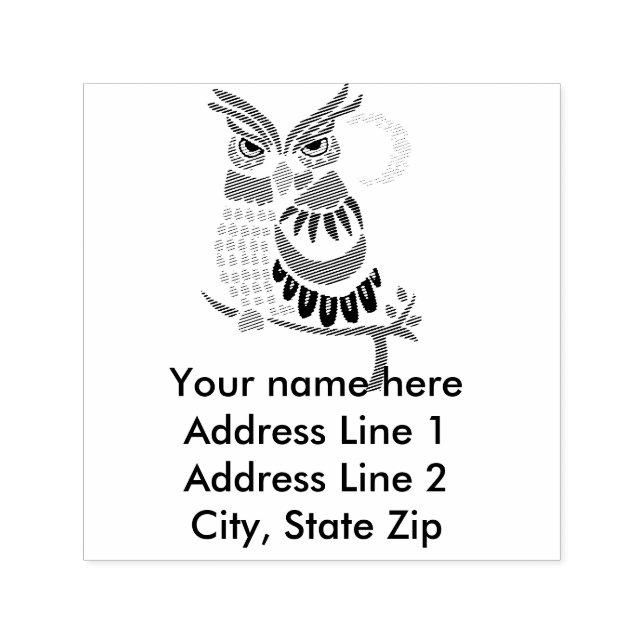 Cool Owl Abstract Self Inking Address Stamp (Design)