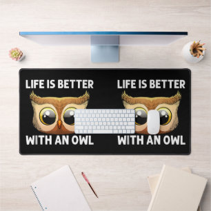 Cool Owl Art For Men Women Nocturnal Bird Animal Desk Mat