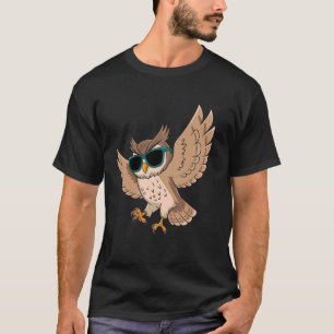 Cool Owl in Sunglasses Funny Flying Bird Cartoon A T-Shirt