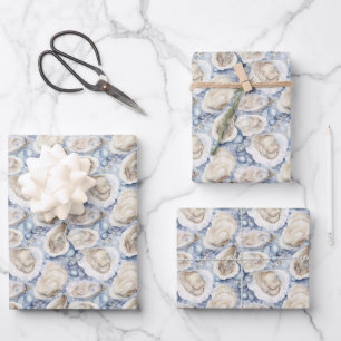 cool oyster shells tiled pattern wrapping paper sheet