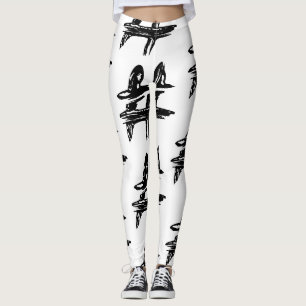 Cool Painted Hashtag Symbol Pattern Leggings