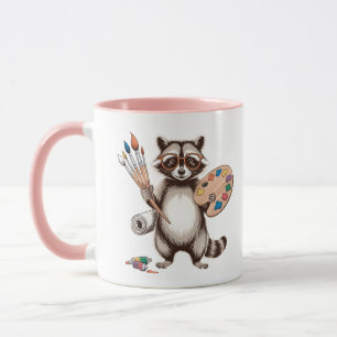 Cool Painter Raccoon Illustration Mug