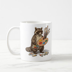 Cool Painter Racoon Illustration Coffee Mug