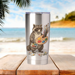Cool Painter Racoon Illustration Insulated Tumbler