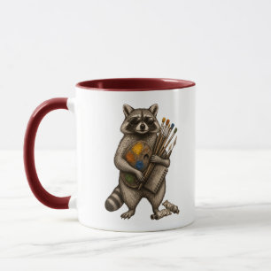 Cool Painter Racoon Illustration Mug