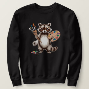 Cool Painter Racoon Illustration Sweatshirt