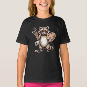 Cool Painter Racoon Illustration T-Shirt
