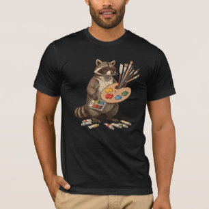 Cool Painter Racoon Illustration T-Shirt