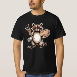 Cool Painter Racoon Illustration T-Shirt