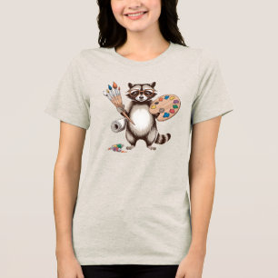Cool Painter Racoon Illustration Tri-Blend Shirt