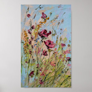 Cool painting of colourful wild flowers poster