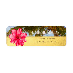 Cool Palm,Hibiskus,Gold   Address Label Return Address Label