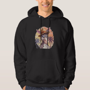 Cool Palm Trees Donkey with Beach Hat Costume Hoodie