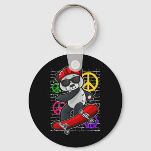 Cool Panda Bear Riding A Skateboard Key Ring