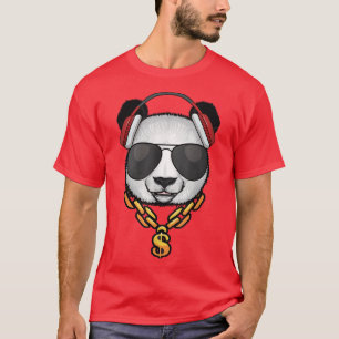 Cool Panda Bear With Sunglasses Headphone And Chai T-Shirt