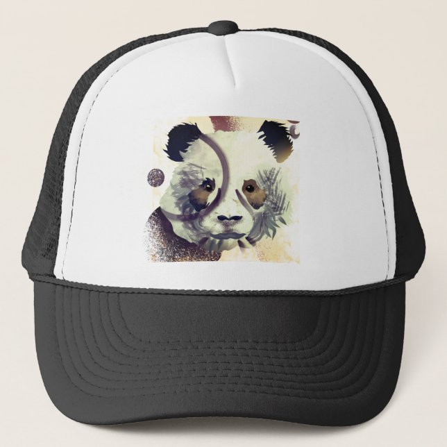 Cool Panda Illustration Art Trucker Hat (Front)