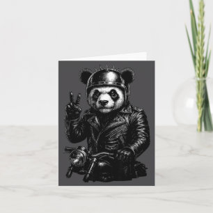 Cool Panda Punk Peace Sign Motorcycle  Card