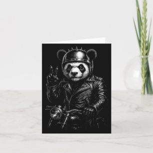 Cool Panda Punk Peace Sign Motorcycle  Card