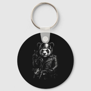 Cool Panda Punk Peace Sign Motorcycle Key Ring