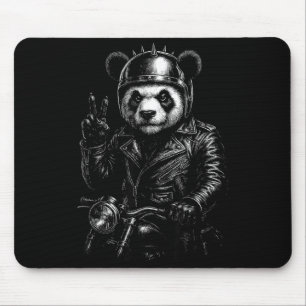 Cool Panda Punk Peace Sign Motorcycle  Mouse Pad