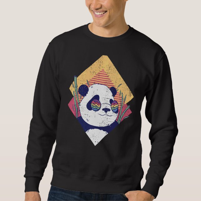 Cool Panda  Retro  Panda Bear In Sunglasses Sweatshirt (Front)