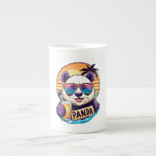 Cool Panda: Retro Summer & Beer Vibes Bone China Mug