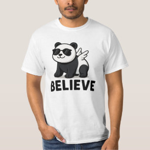 Cool Panda with Sunglasses Believe Motivational T-Shirt
