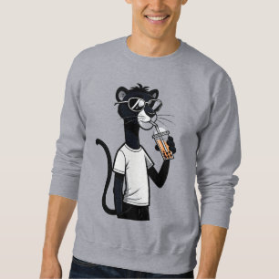 Cool Panther Graphic Tee – Funny Bubble Tea Shirt