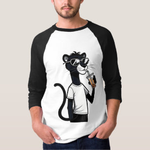 Cool Panther Graphic Tee – Funny Bubble Tea Shirt 