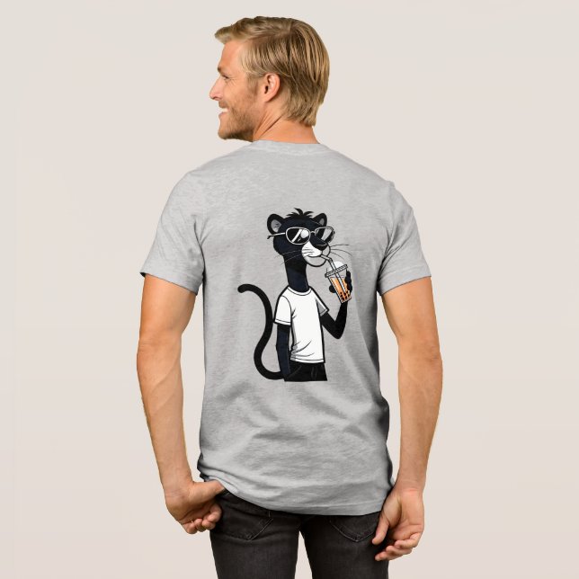 Cool Panther Graphic Tee – Funny Bubble Tea Shirt  (Back Full)