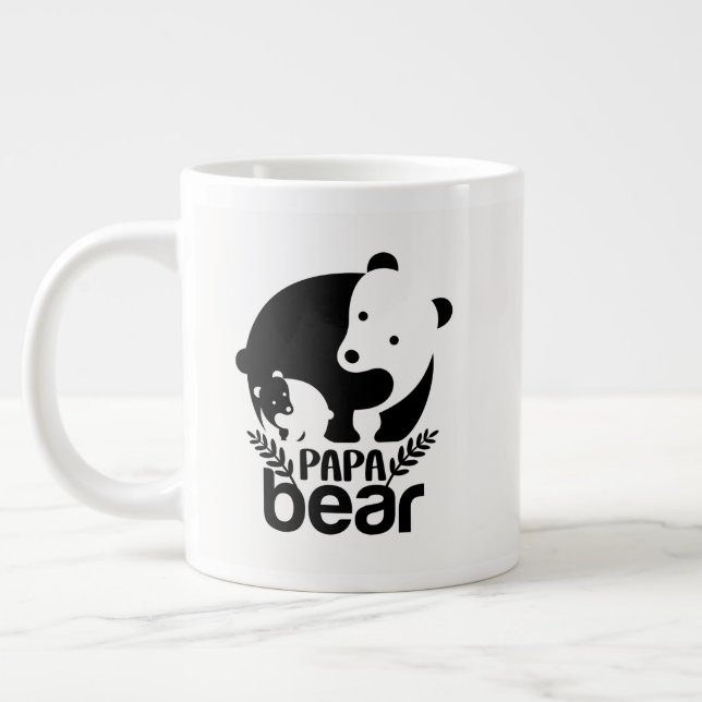 Cool Papa bear word art Large Coffee Mug (Left)