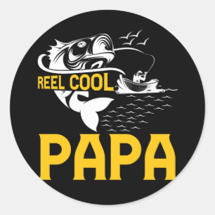 Cool Papa Fishing Dad Father's Day Fisherman Fish Classic Round Sticker