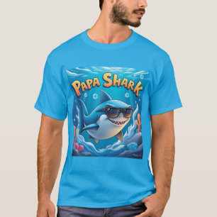 Cool Papa Shark Cartoon Design T-Shirt
