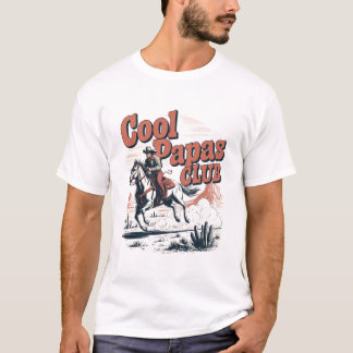 Cool Papas Club Retro Western Cowboy Dad funny T-Shirt
