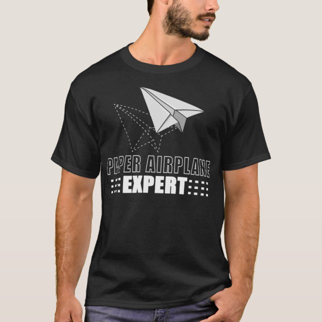 Cool Paper Aeroplane Expert  Funny Origami Plane T-Shirt (Front)