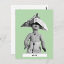 Cool Paper Hat Doll Postcard